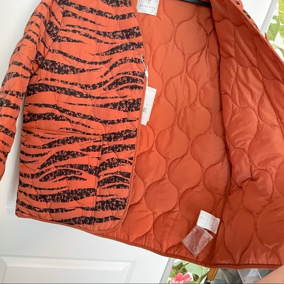 ANINE BING Elizabeth Quilted Tiger Jacket Brick M - Picture 6 of 10